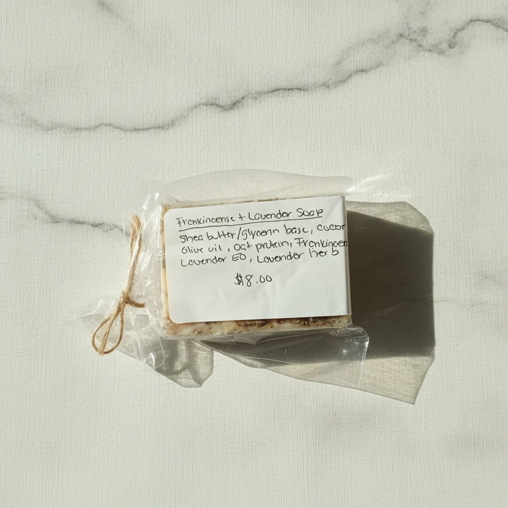Frankincense & Lavender Soap Label - Clean Background