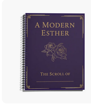 A Modern Esther journal front cover in purple and gold