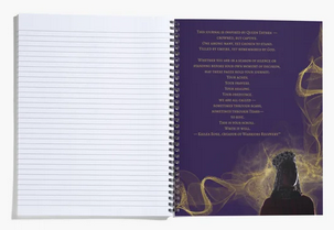 Modern Esther journal inside back cover artwork beside a lined writing page